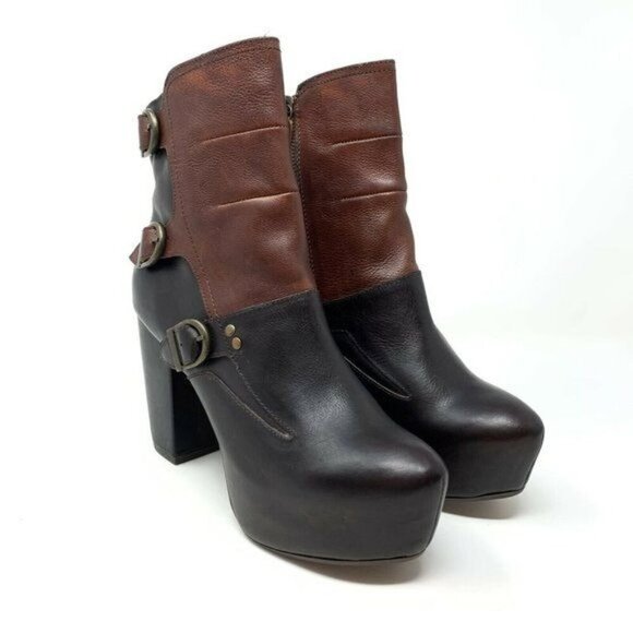 Miista Batilda Size 41 Leather Buckle Platform Ankle Boots Booties Chunky Grunge - Picture 5 of 12